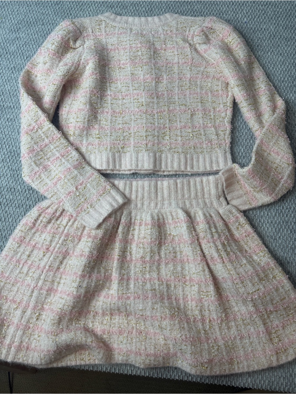 Moon River Tweed Sweater Skirt Set Pink Sz M - Picture 4 of 9